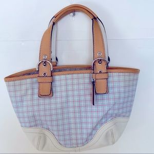 COACH Mini Satchel in Light Blue Plaid